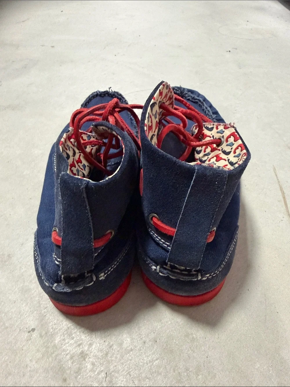 Men’s Navy Blue and Red High-Top Boat Shoes